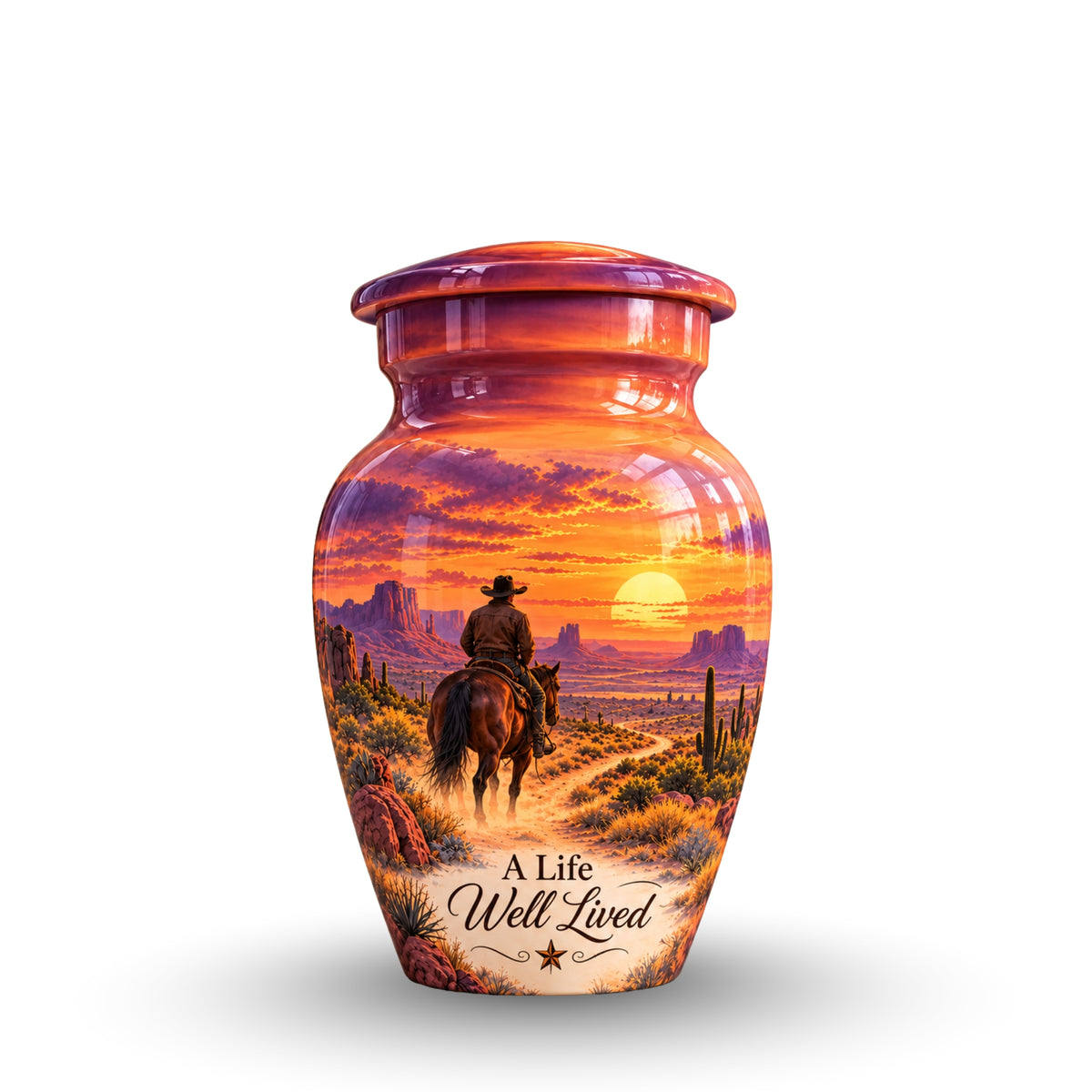 Canyon Trail Rider Cremation Urn for Human Ashes – Personalized Handmade Aluminum Urn
