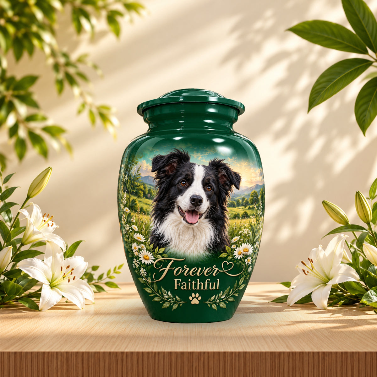 personalized dog portrait cremation urn for pet ashes, handmade aluminum pet memorial urn with photo – picture 5