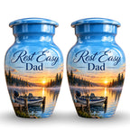misty lake fishing boat cremation urn for human ashes, handmade aluminum – photo 5