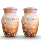 Sunset Wildflower Memorial Cremation Urn for Human Ashes – Personalized Handmade Aluminum Urn