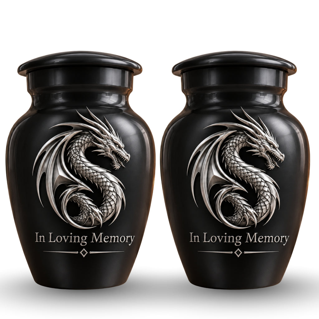 mythical dragon memorial urn for ashes, handmade aluminum urn – photo 5