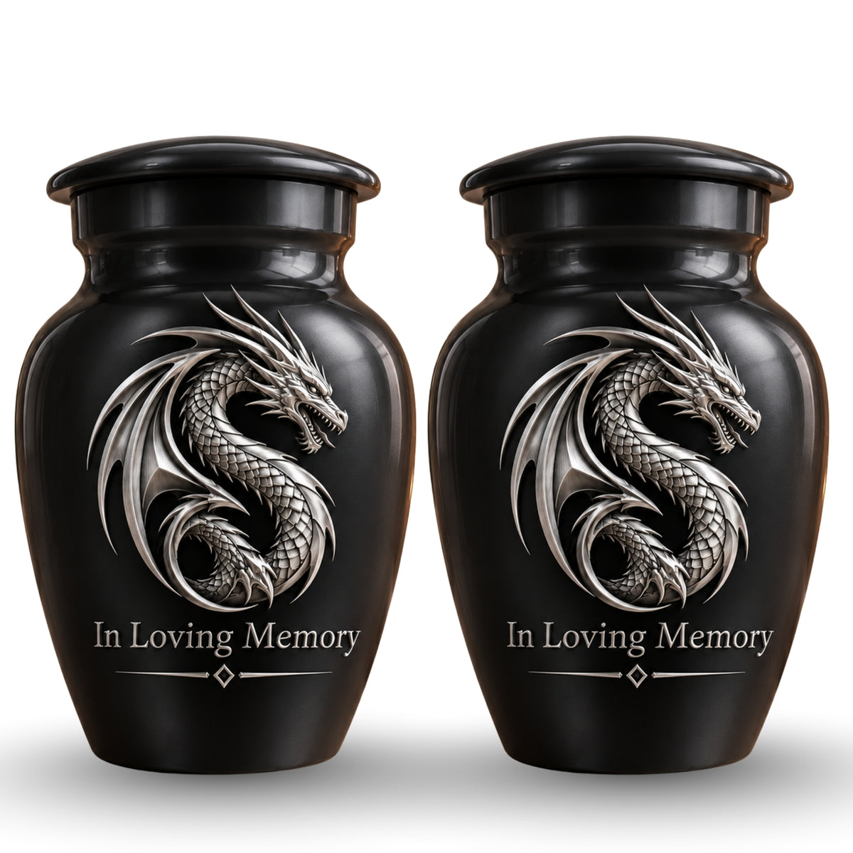 mythical dragon memorial urn for ashes, handmade aluminum urn – photo 5