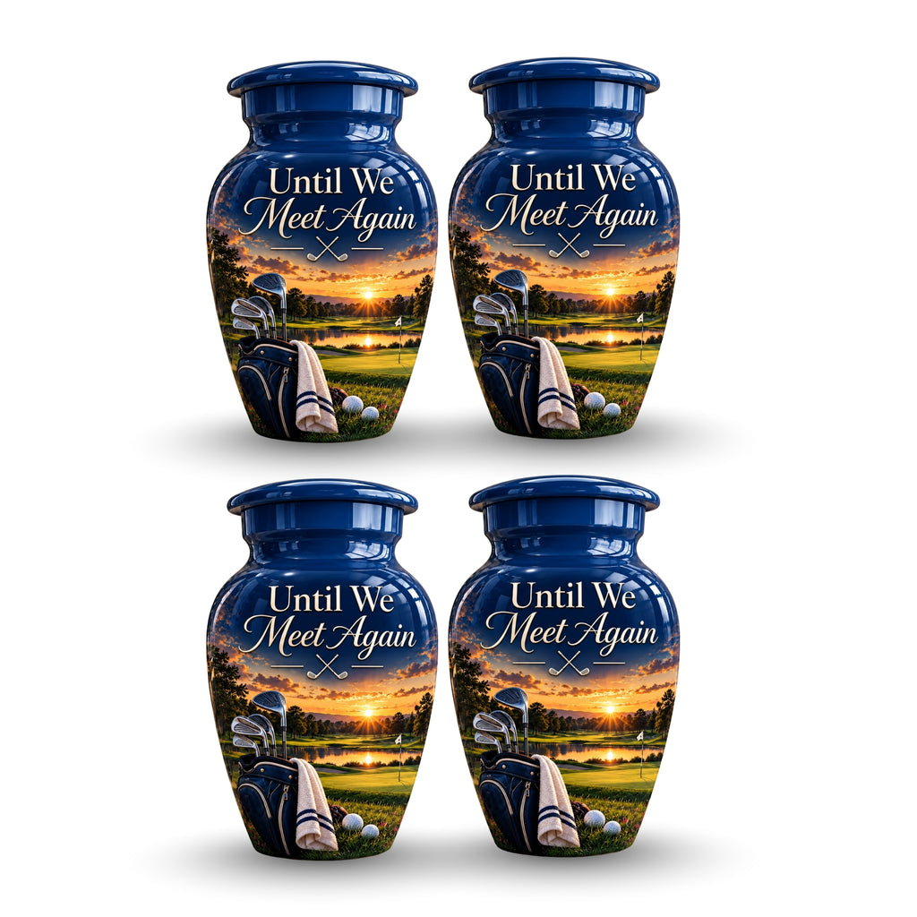 golf bag fairway sunset cremation urn for human ashes, handmade aluminum – photo 6