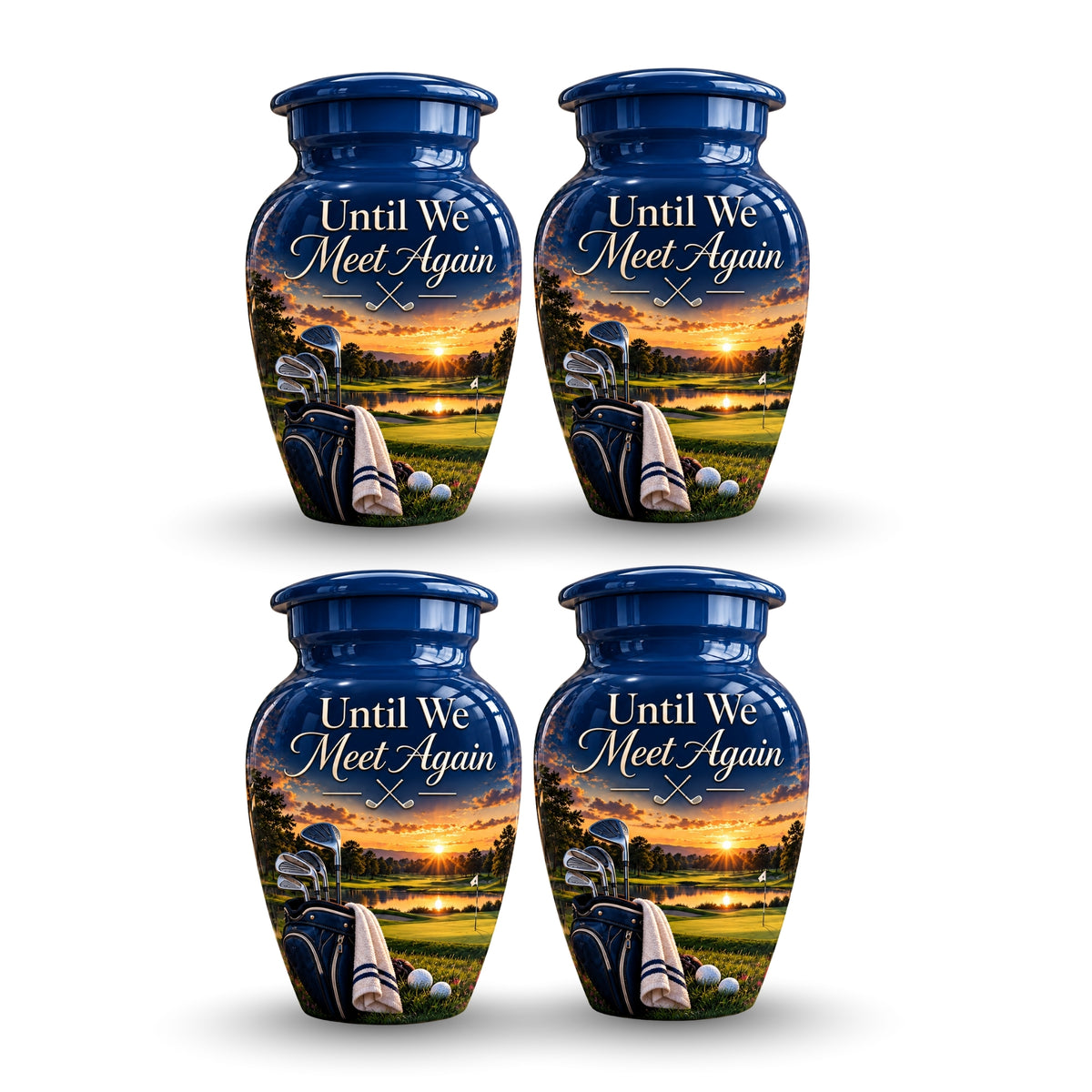 golf bag fairway sunset cremation urn for human ashes, handmade aluminum – photo 6