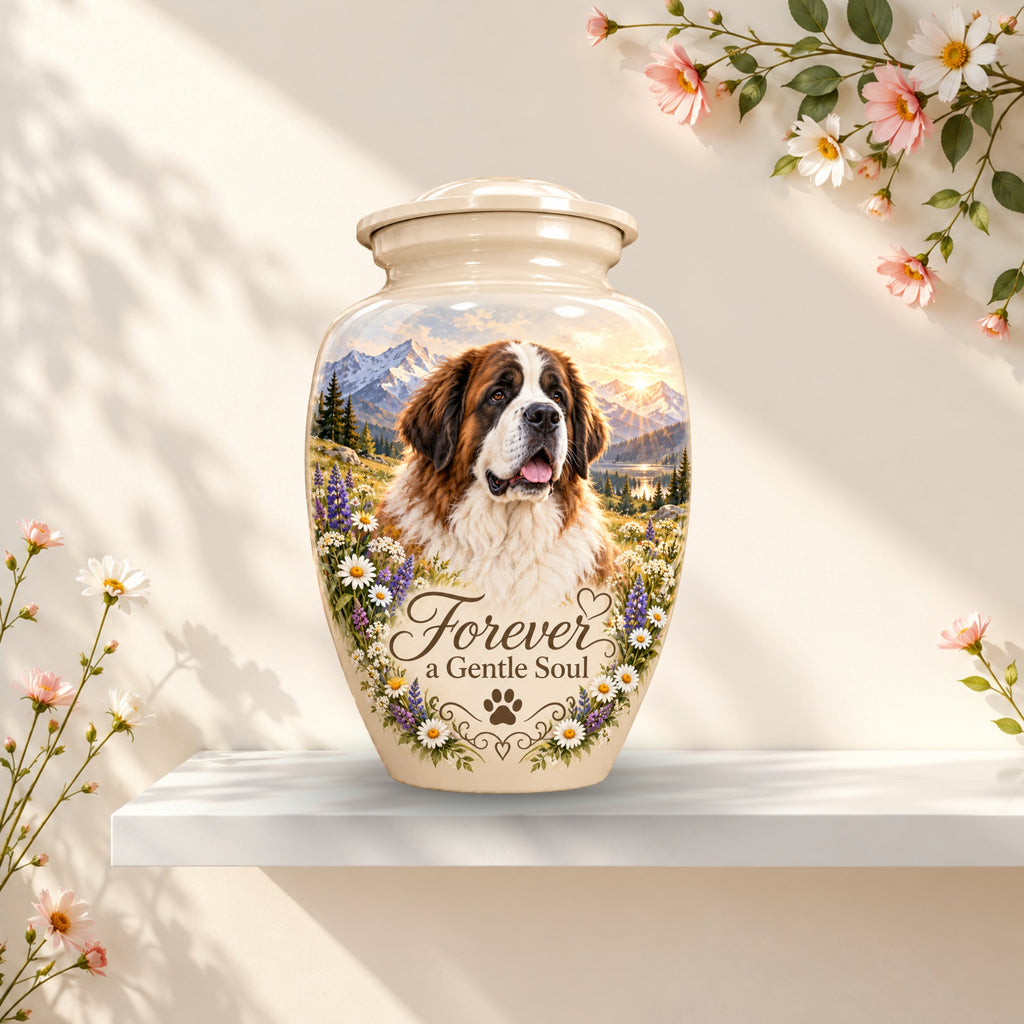 custom pet portrait pet urn for ashes, handmade aluminum pet memorial urn with photo – picture 1