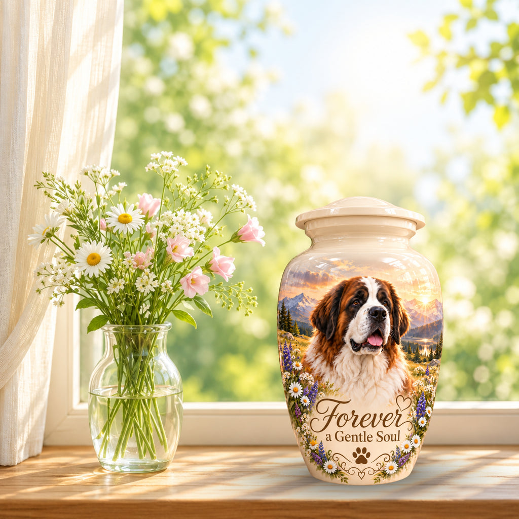 custom pet portrait pet urn for ashes, handmade aluminum pet memorial urn with photo – picture 9