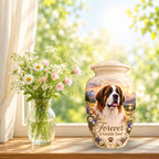 custom pet portrait pet urn for ashes, handmade aluminum pet memorial urn with photo – picture 9