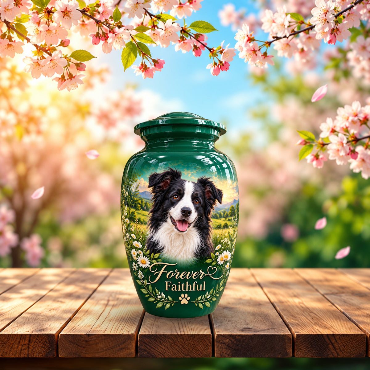 personalized dog portrait cremation urn for pet ashes, handmade aluminum pet memorial urn with photo – picture 6