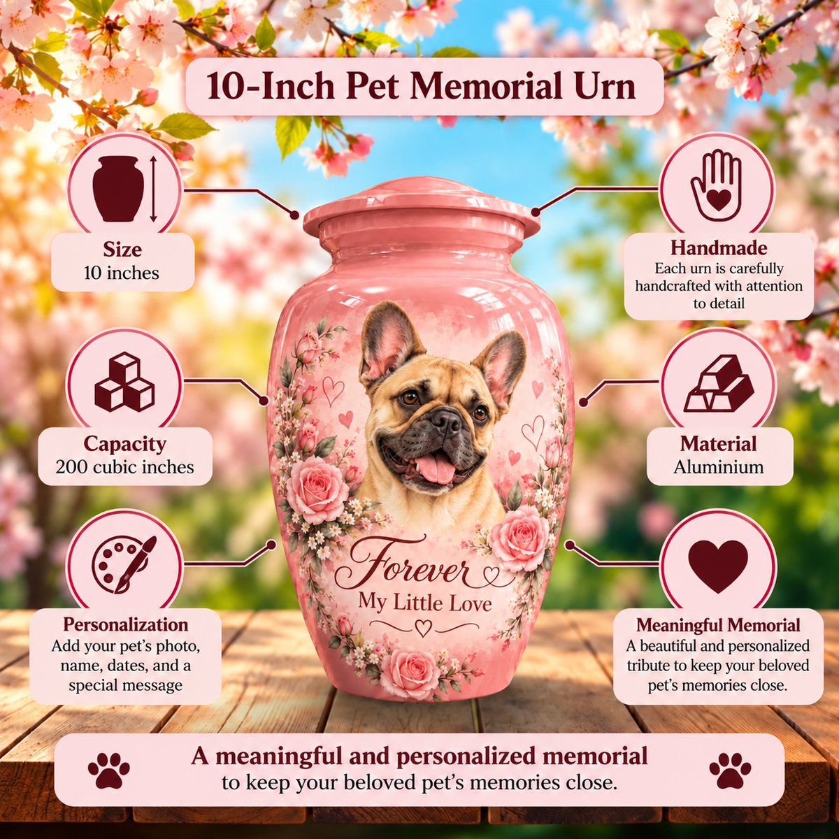 custom dog photo cremation urn for dogs, handmade aluminum pet memorial urn with photo – picture 6