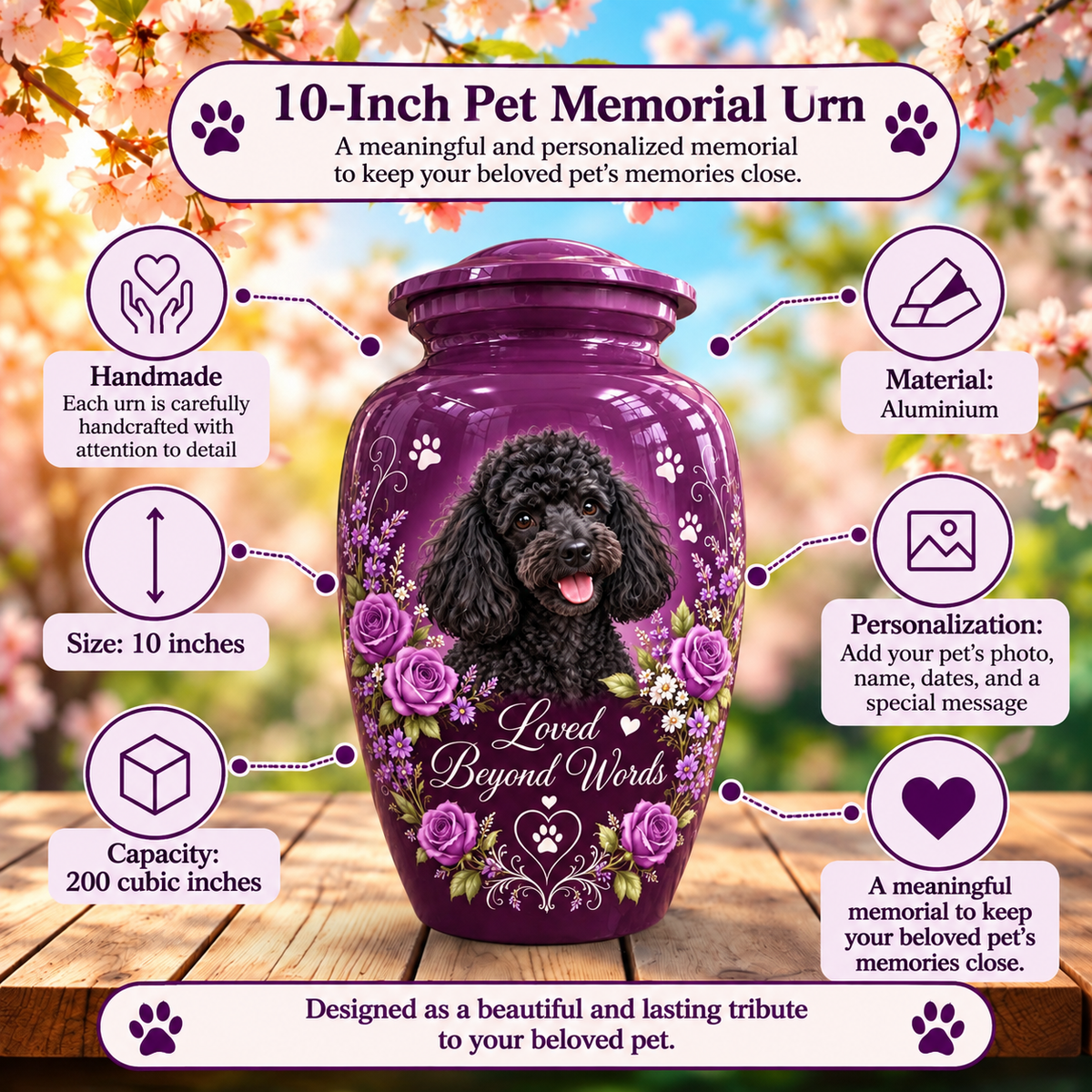 custom dog photo pet urn for ashes, handmade aluminum pet memorial urn with photo – picture 6