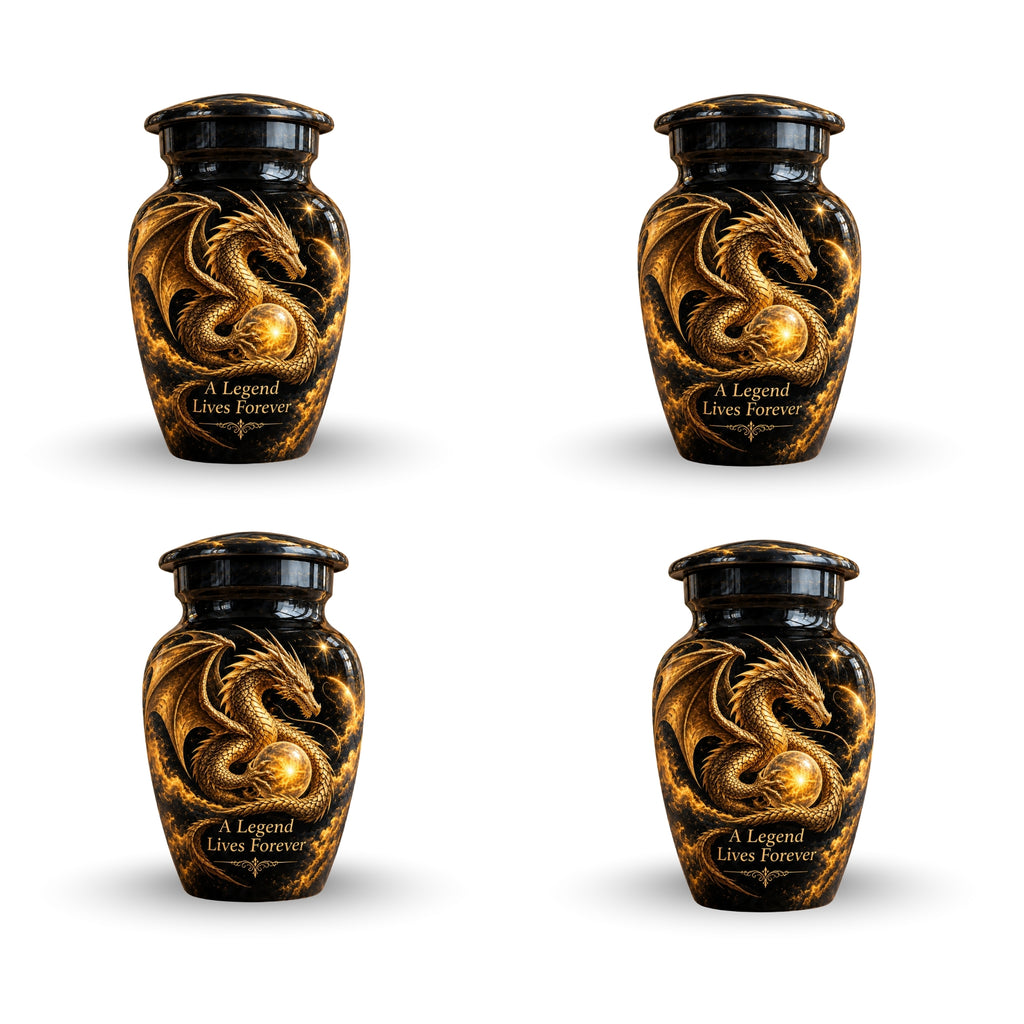 mythical dragon cremation urn for human ashes, handmade aluminum urn – photo 6
