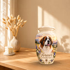 custom pet portrait pet urn for ashes, handmade aluminum pet memorial urn with photo – picture 10