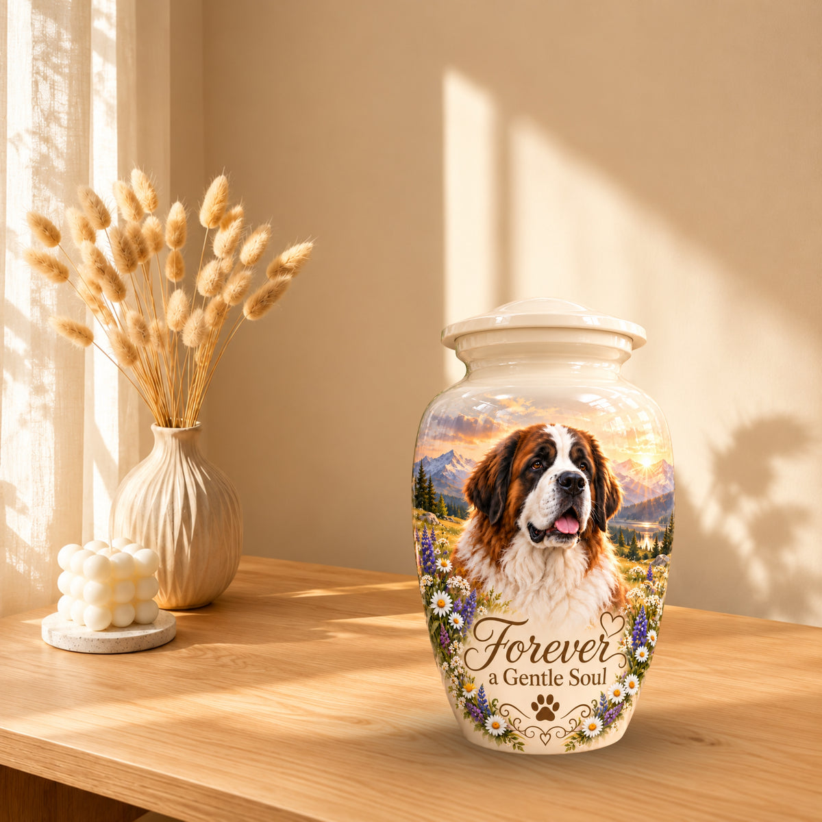 custom pet portrait pet urn for ashes, handmade aluminum pet memorial urn with photo – picture 10