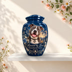 custom pet photo memorial urn for pet ashes, handmade aluminum pet memorial urn with photo – picture 1