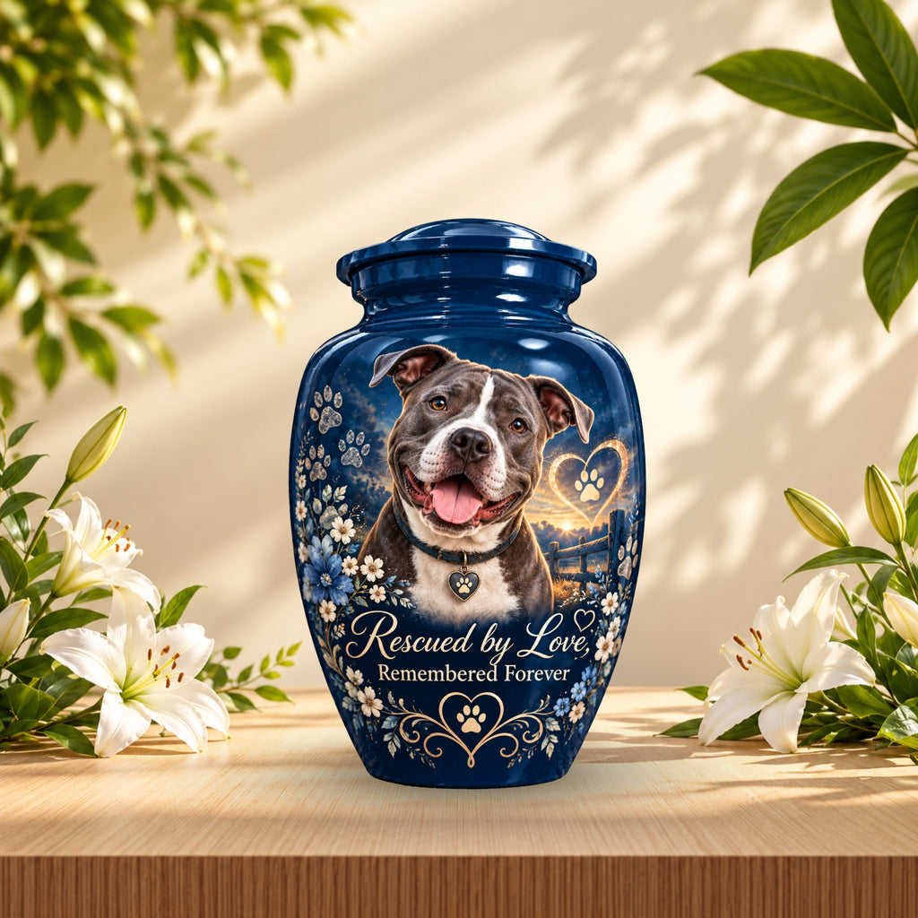 custom pet photo memorial urn for pet ashes, handmade aluminum pet memorial urn with photo – picture 5