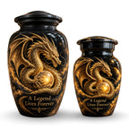 mythical dragon cremation urn for human ashes, handmade aluminum urn – photo 7