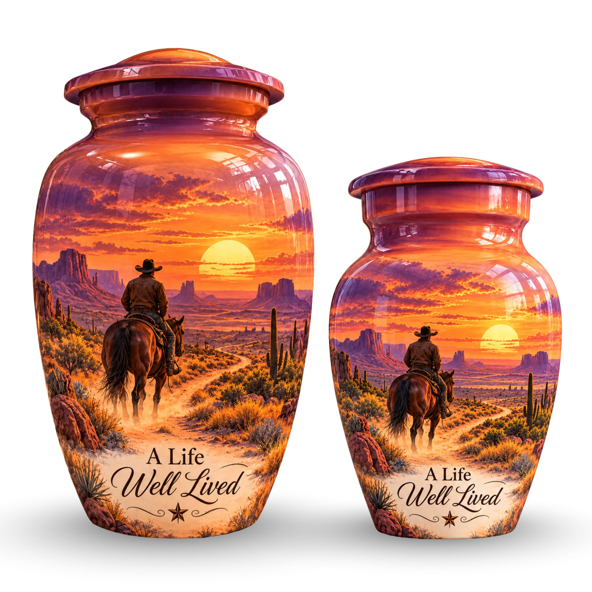 Canyon Trail Rider Cremation Urn for Human Ashes – Personalized Handmade Aluminum Urn