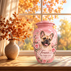 custom dog photo cremation urn for dogs, handmade aluminum pet memorial urn with photo – picture 7
