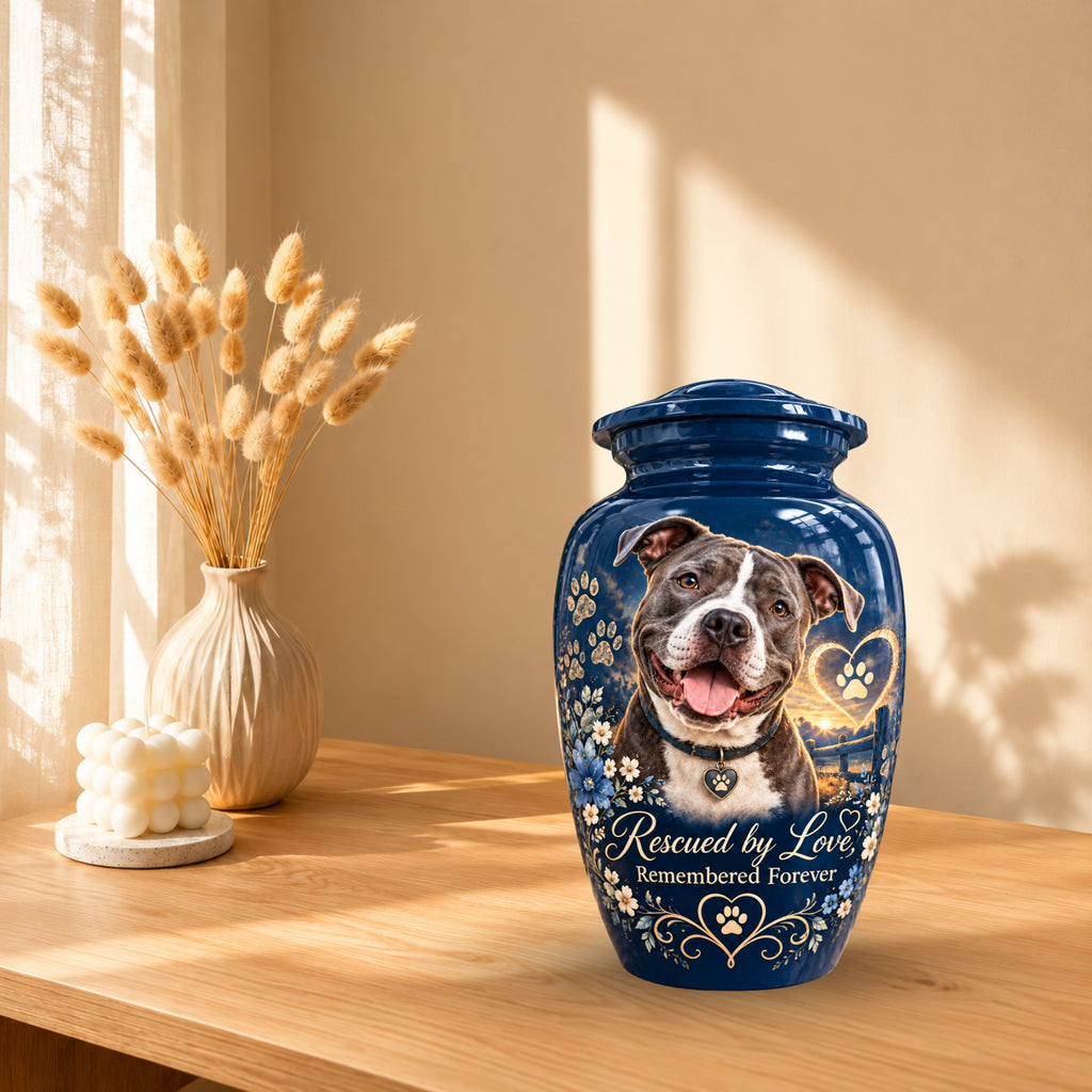 custom pet photo memorial urn for pet ashes, handmade aluminum pet memorial urn with photo – picture 10
