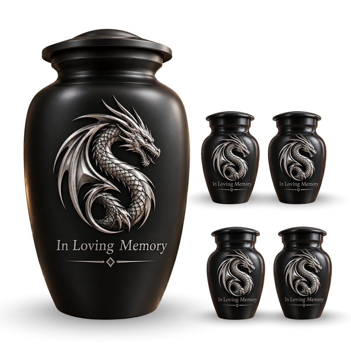 mythical dragon memorial urn for ashes, handmade aluminum urn – photo 8