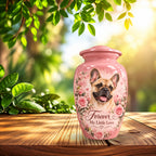 custom dog photo cremation urn for dogs, handmade aluminum pet memorial urn with photo – picture 8