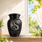 mythical dragon memorial urn for ashes, handmade aluminum urn – photo 9