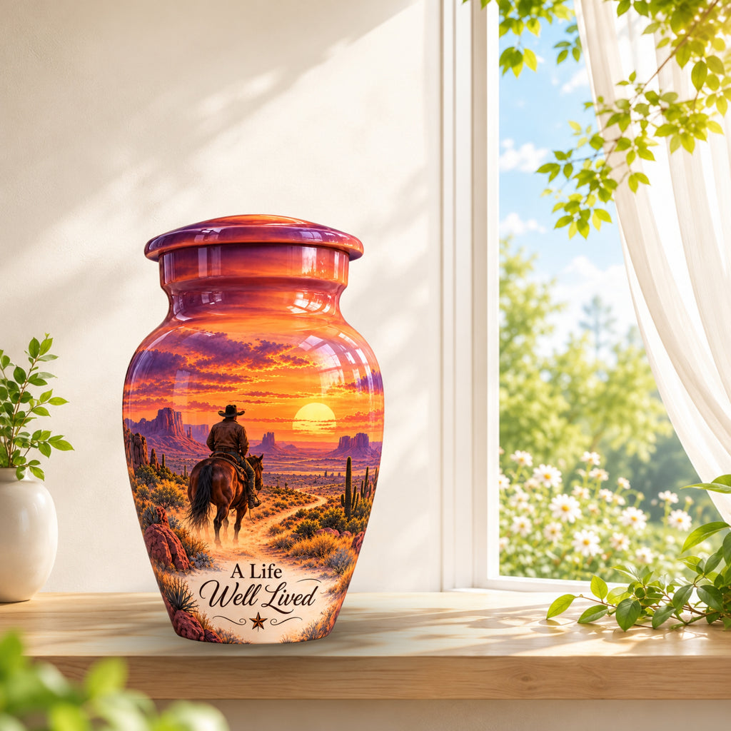 Canyon Trail Rider Cremation Urn for Human Ashes – Personalized Handmade Aluminum Urn