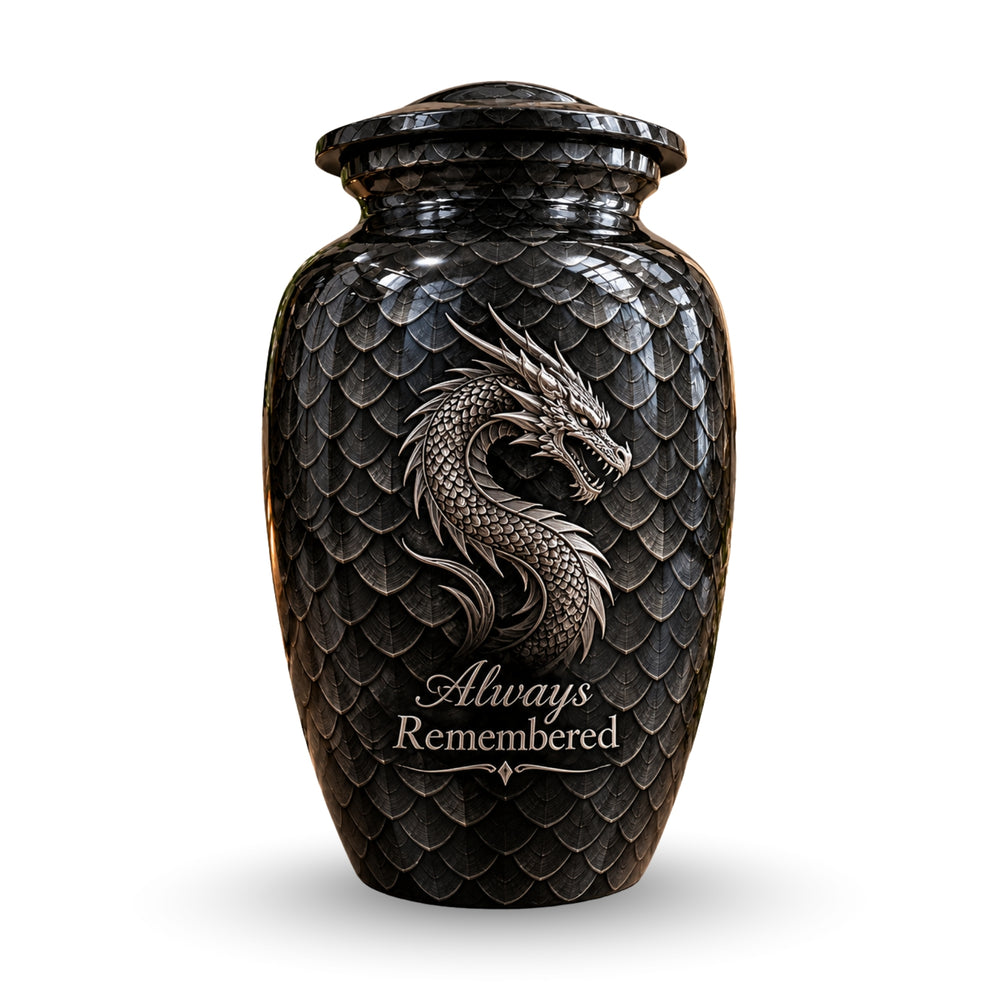 dragon memorial urn for ashes, handmade aluminum urn – photo 1