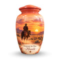 Watercolor Horse and Rider Cremation Urn for Human Ashes – Personalized Handmade Aluminum Urn