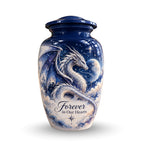 dragon cremation urn for human ashes, handmade aluminum urn – photo 1