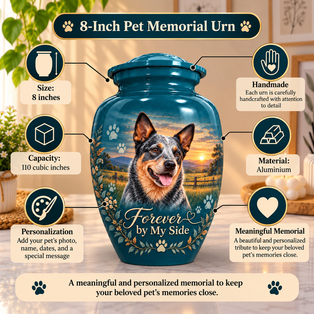 custom pet photo cremation urn for pet ashes, handmade aluminum pet memorial urn with photo – picture 2
