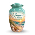 seashell beach sunset cremation urn for human ashes, handmade aluminum – photo 1