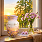 Sunset Wildflower Memorial Cremation Urn for Human Ashes – Personalized Handmade Aluminum Urn