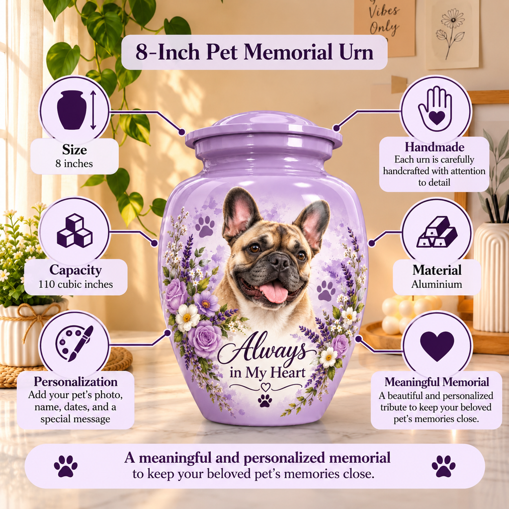personalized dog photo cremation urn for dogs, handmade aluminum pet memorial urn with photo – picture 1