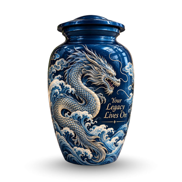 fantasy dragon memorial urn for ashes, handmade aluminum urn – photo 1