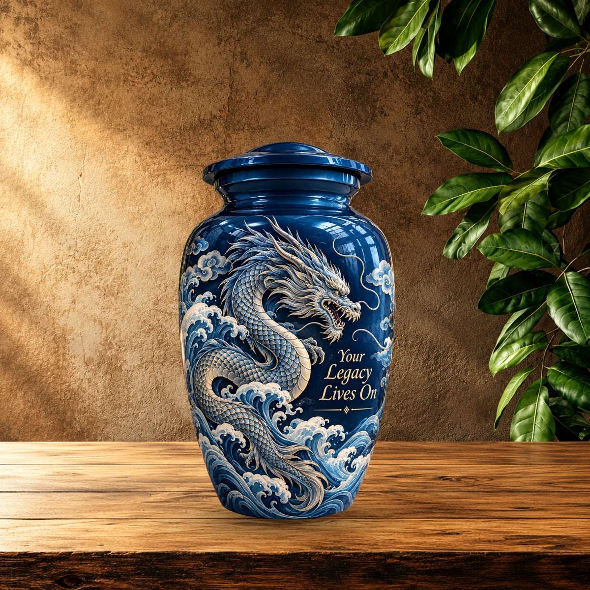 fantasy dragon memorial urn for ashes, handmade aluminum urn – photo 2