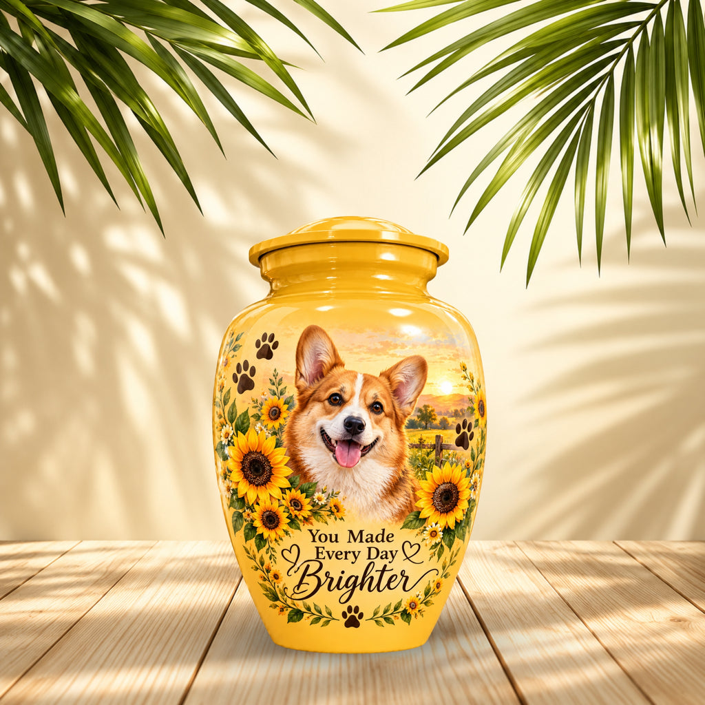dog photo memorial cremation urn for pet ashes, handmade aluminum pet memorial urn with photo – picture 3