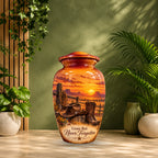 Cowboy Boots and Hat Cremation Urn for Human Ashes – Personalized Handmade Aluminum Urn