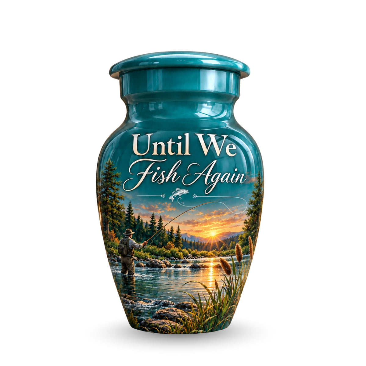 until we fish again cremation urn for human ashes, handmade aluminum – photo 4