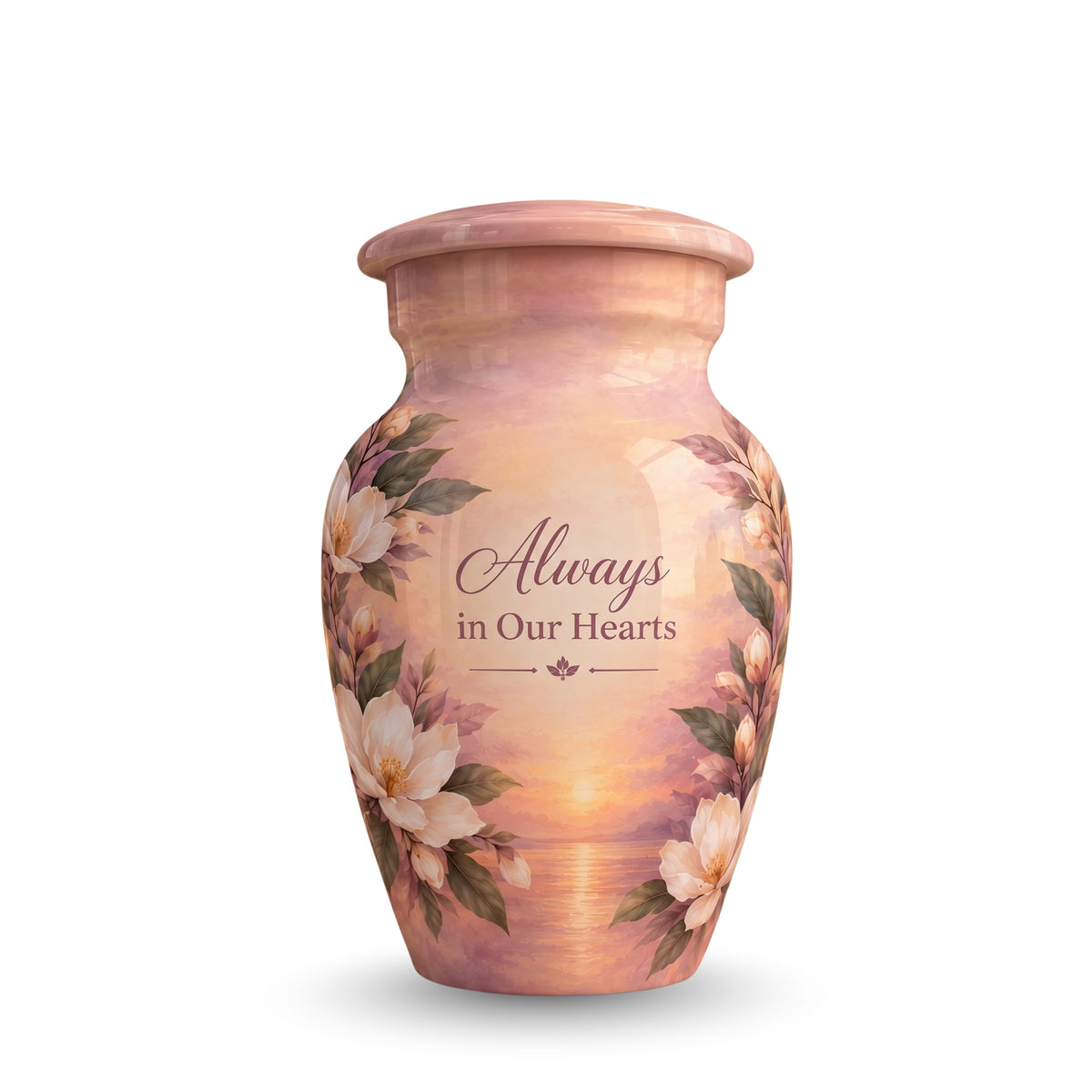 Sunset Wildflower Memorial Cremation Urn for Human Ashes – Personalized Handmade Aluminum Urn