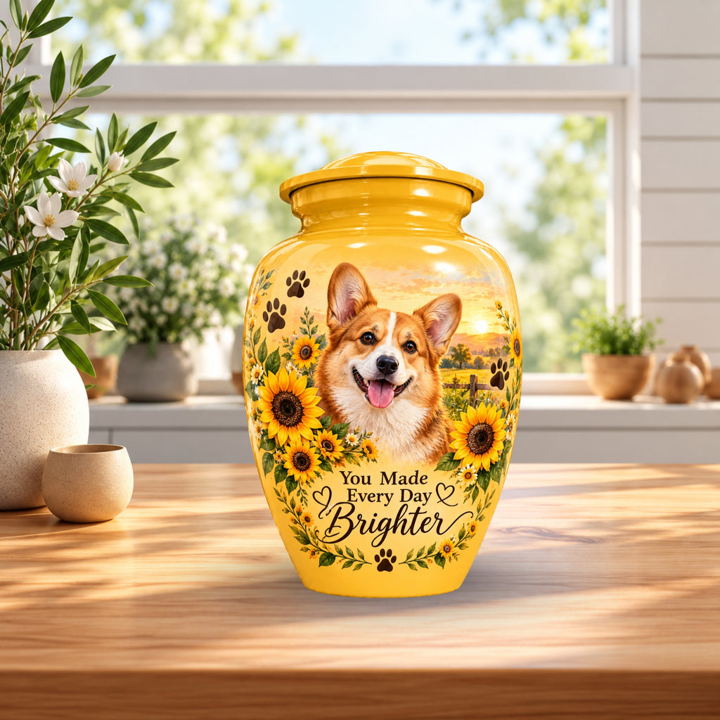 dog photo memorial cremation urn for pet ashes, handmade aluminum pet memorial urn with photo – picture 4
