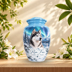 personalized dog photo cremation urn for pet ashes, handmade aluminum pet memorial urn with photo – picture 5