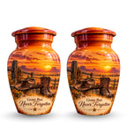 Cowboy Boots and Hat Cremation Urn for Human Ashes – Personalized Handmade Aluminum Urn