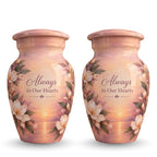 Sunset Wildflower Memorial Cremation Urn for Human Ashes – Personalized Handmade Aluminum Urn