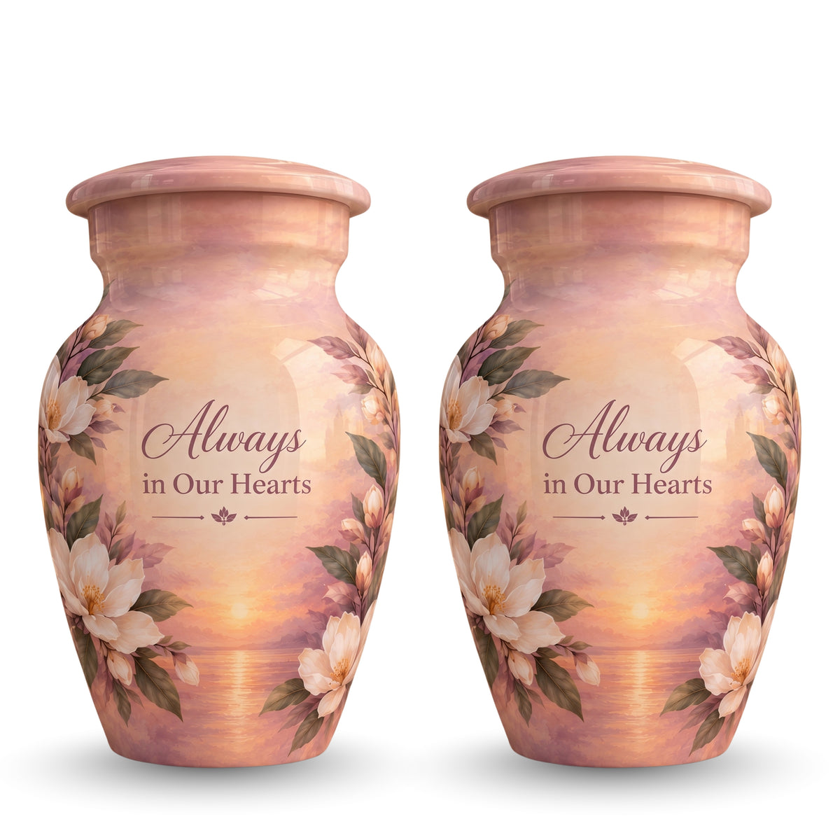 Sunset Wildflower Memorial Cremation Urn for Human Ashes – Personalized Handmade Aluminum Urn