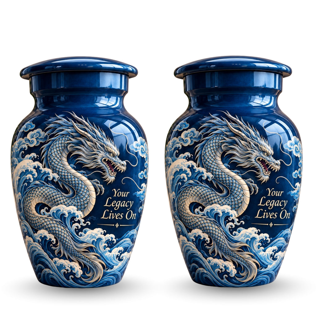 fantasy dragon memorial urn for ashes, handmade aluminum urn – photo 5