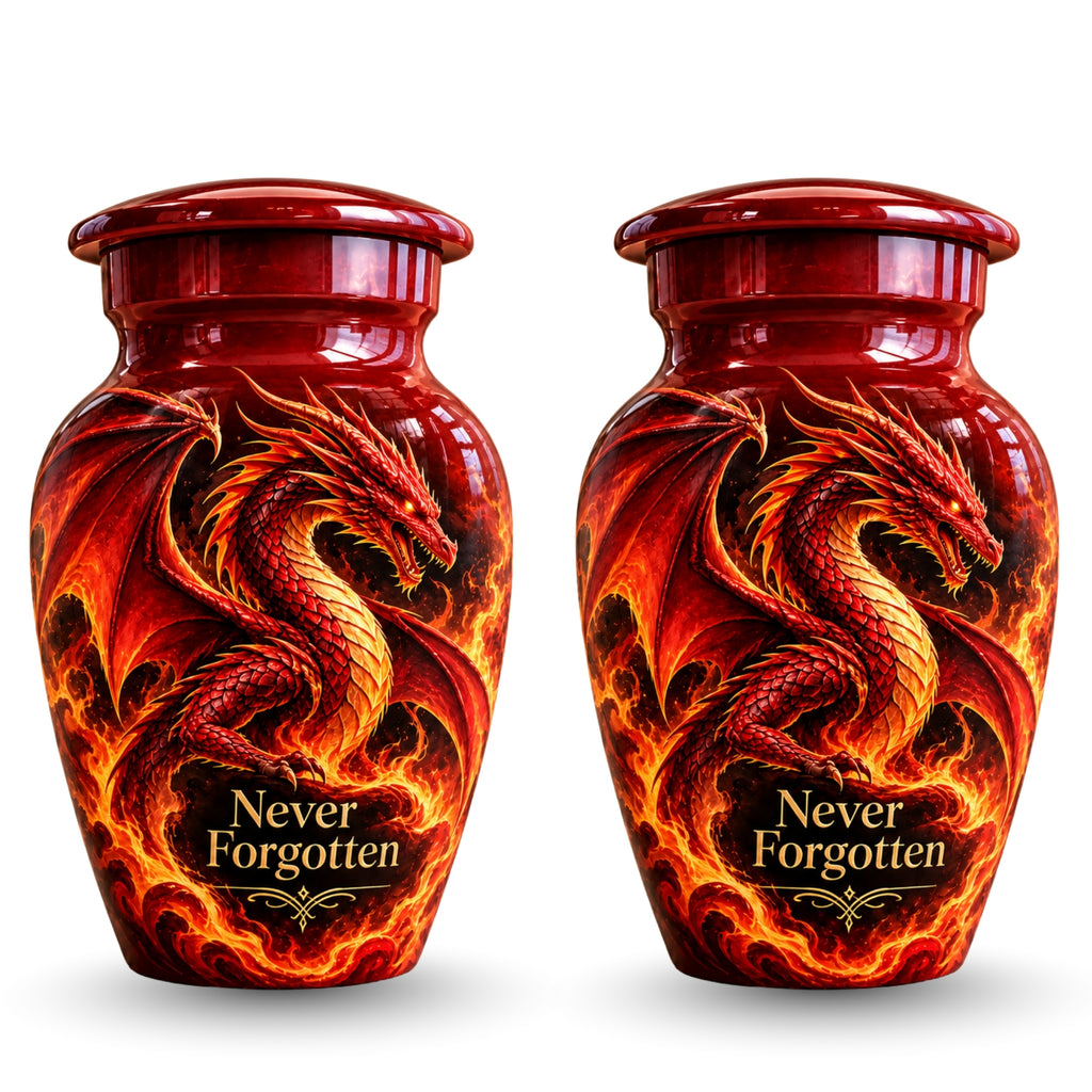 fantasy dragon cremation urn for human ashes, handmade aluminum urn – photo 5
