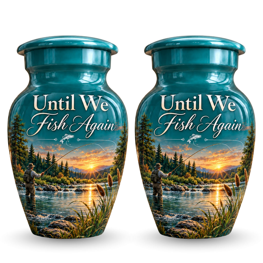 until we fish again cremation urn for human ashes, handmade aluminum – photo 5