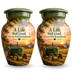 vintage tractor farm sunset cremation urn for human ashes, handmade aluminum – photo 5