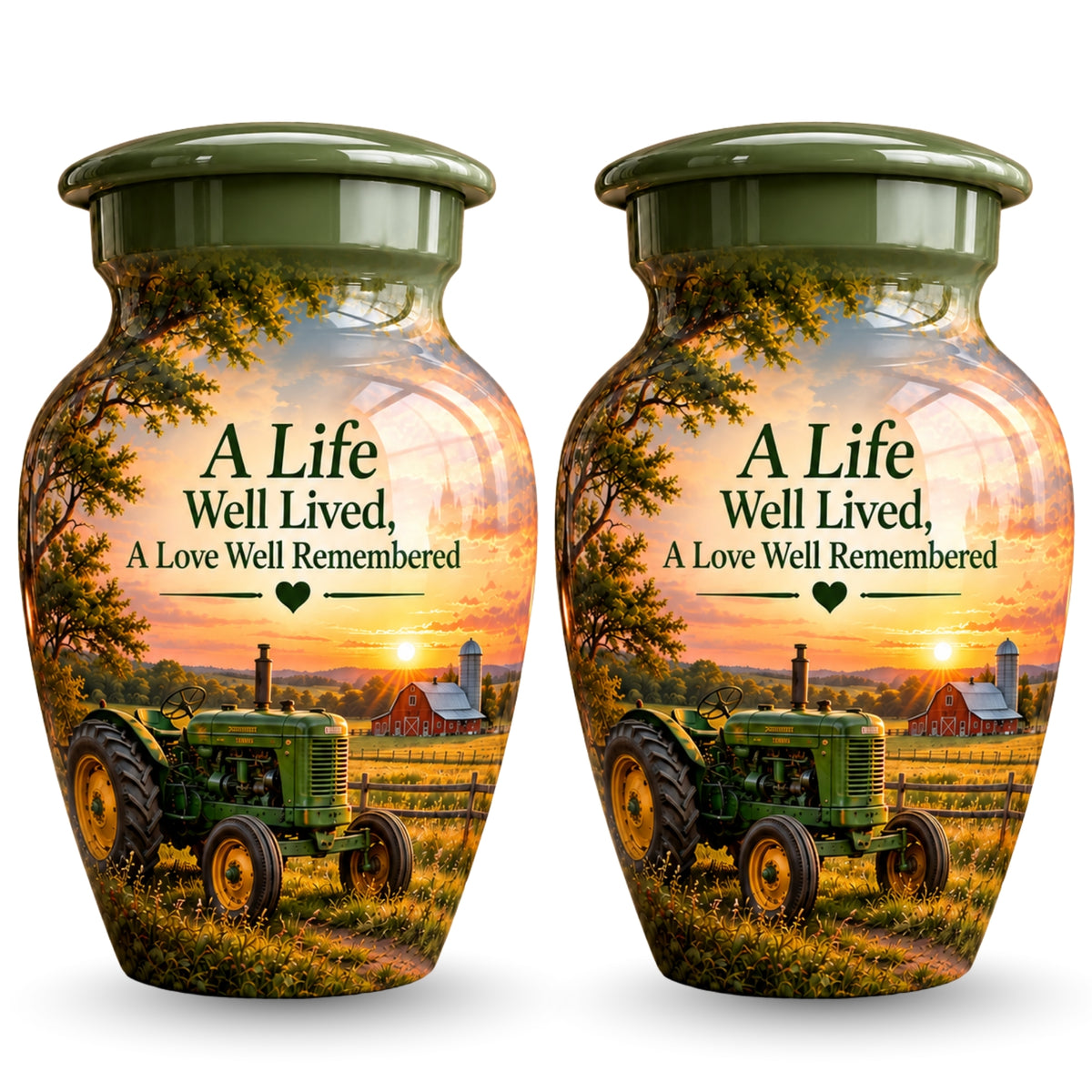 vintage tractor farm sunset cremation urn for human ashes, handmade aluminum – photo 5